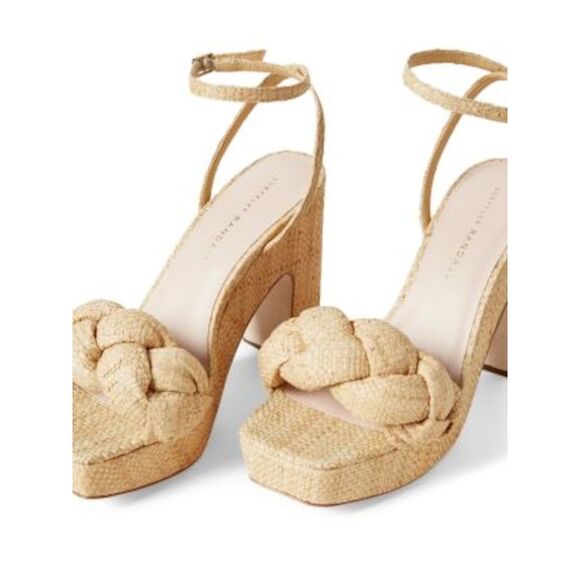 LOEFFLER RANDALL Womens Beige Raffia 1-1/2" Platform Fae Heeled Sandal 9 B - Picture 3 of 3
